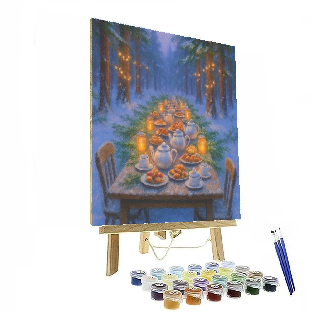 Christmas Eve Forest Tea Party Painting by numbers kit