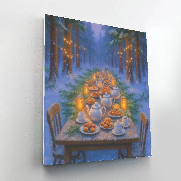 Christmas Eve Forest Tea Party Painting by numbers kit