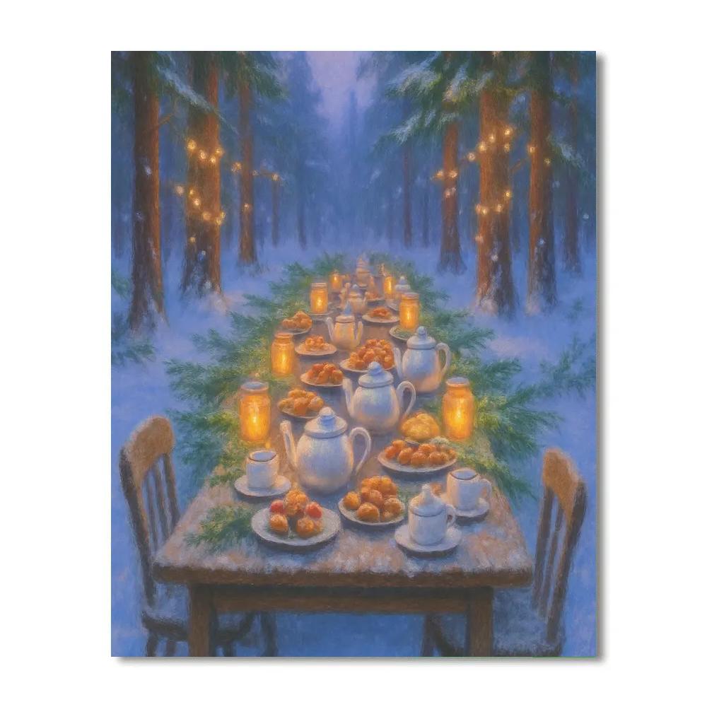 Christmas Eve Forest Tea Party Painting by numbers kit