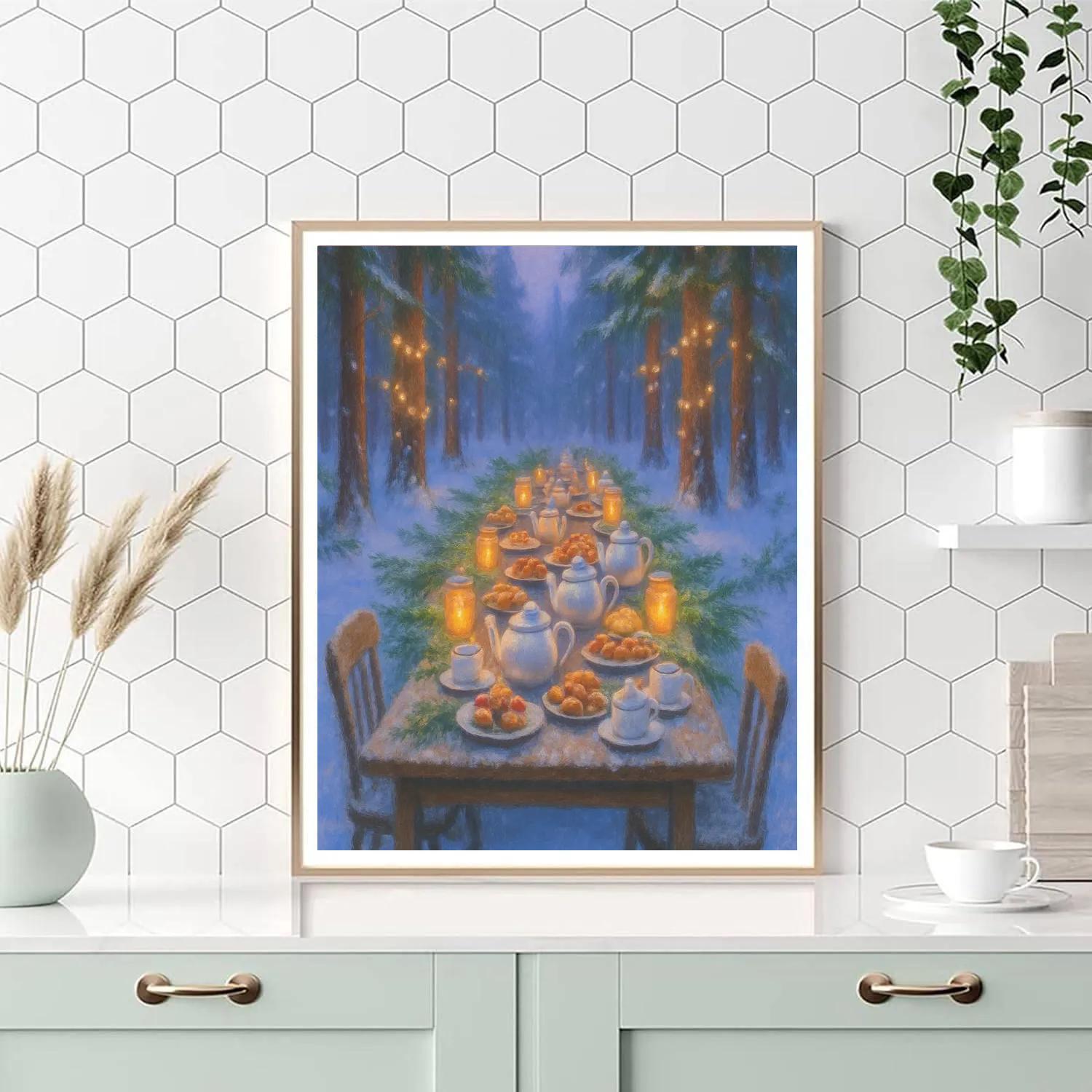 Christmas Eve Forest Tea Party Painting by numbers kit