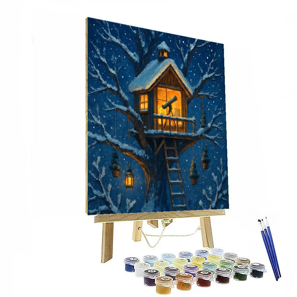 Snowbound Observatory Treehouse Numbered painting kits