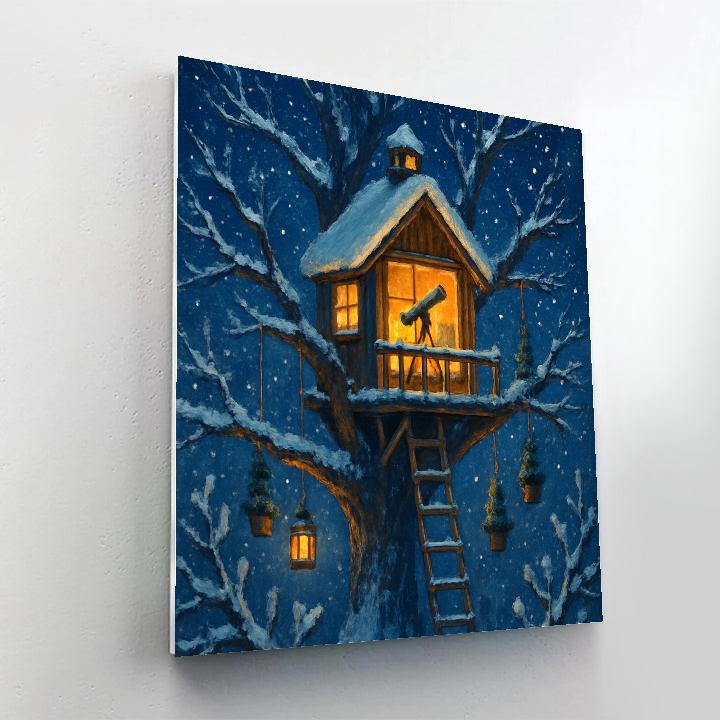Snowbound Observatory Treehouse Numbered painting kits