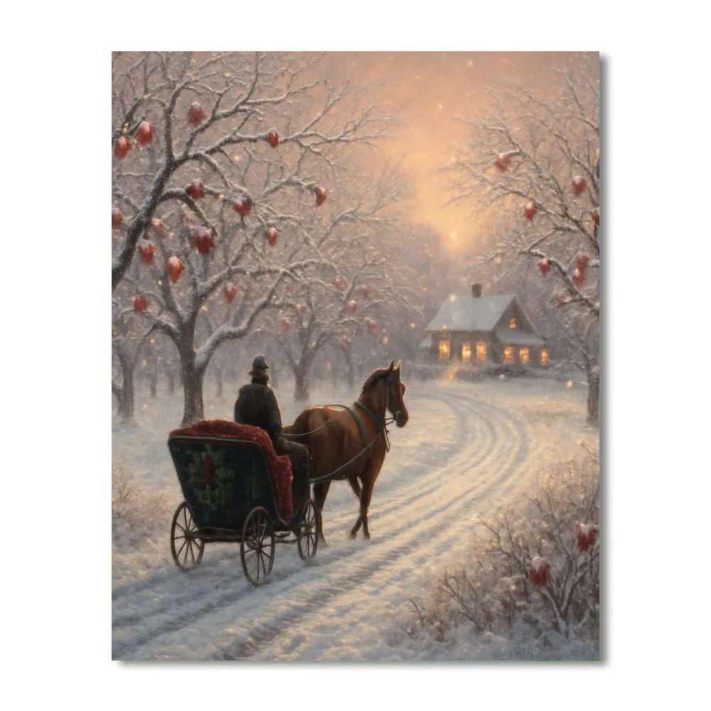Carriage Ride Through Frosted Orchard paint by color