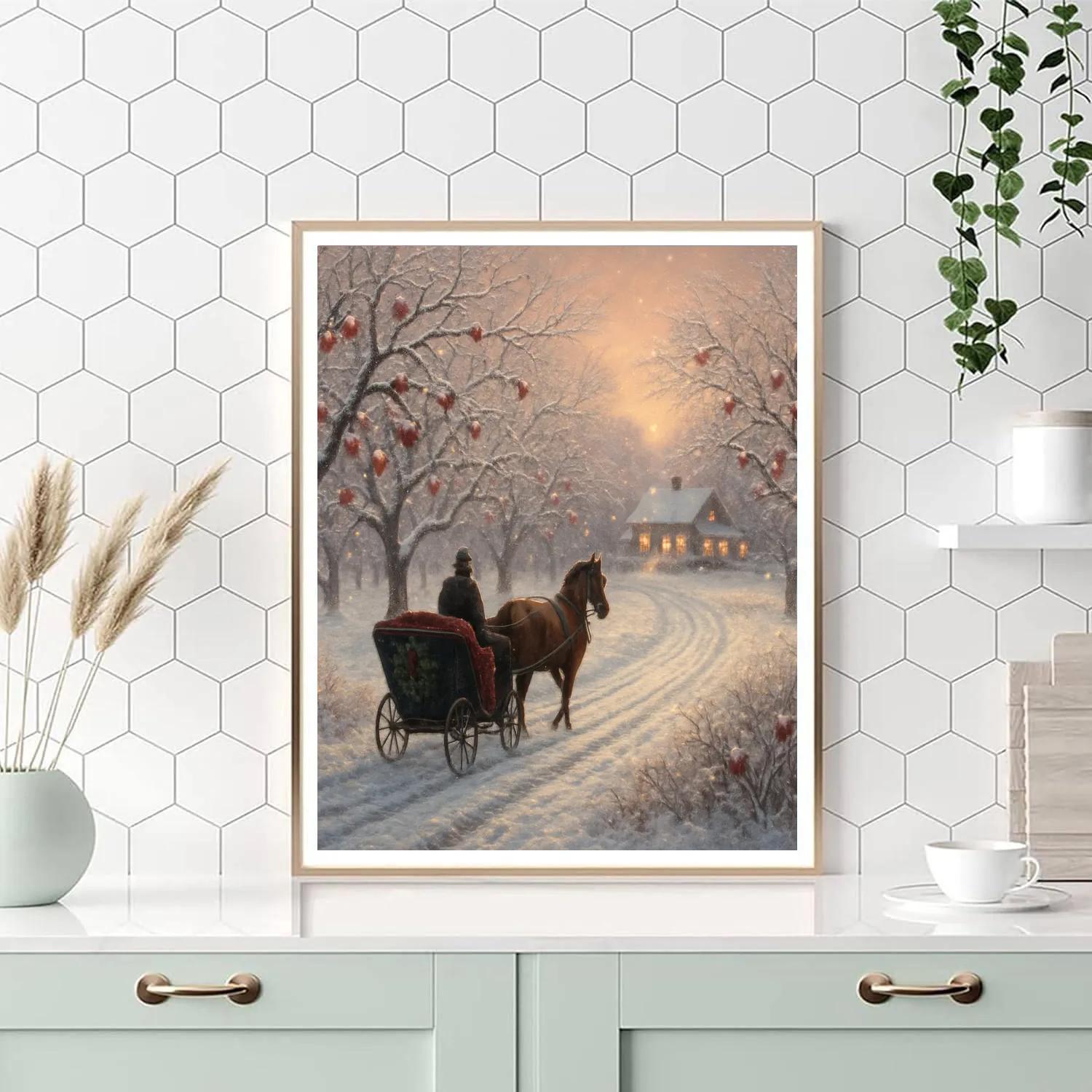 Carriage Ride Through Frosted Orchard paint by color