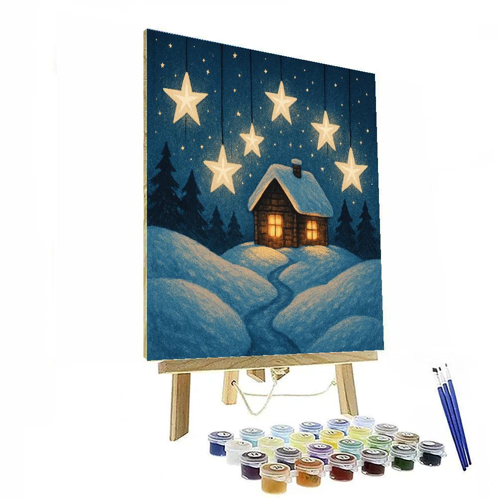Northern Cabin With Star Lanterns Paint by numbers art