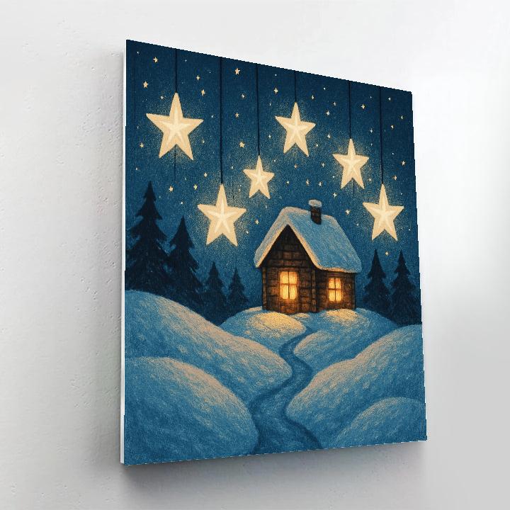 Northern Cabin With Star Lanterns Paint by numbers art