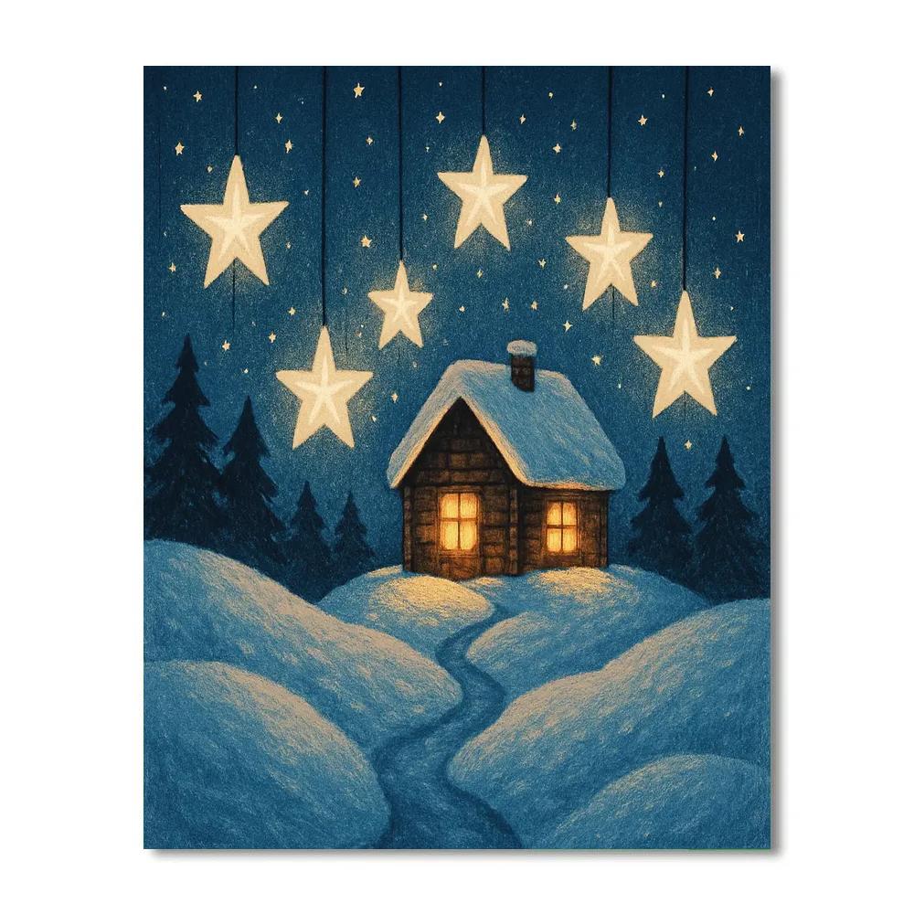 Northern Cabin With Star Lanterns Paint by numbers art