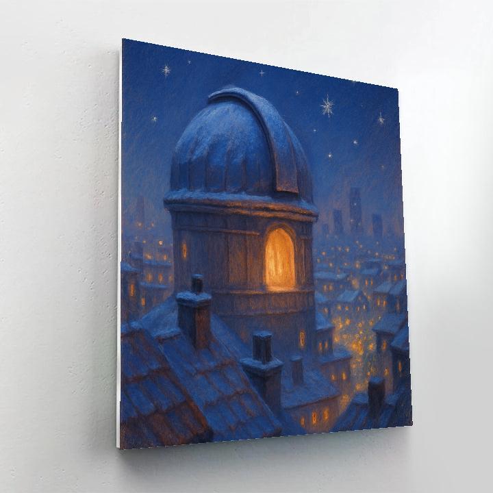 Snowy Observatory Over City Rooftops paint by number