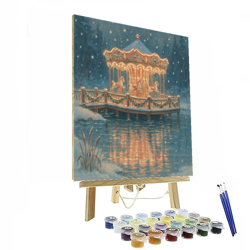 Winter Carousel Pond Reflections Painting by numbers kit