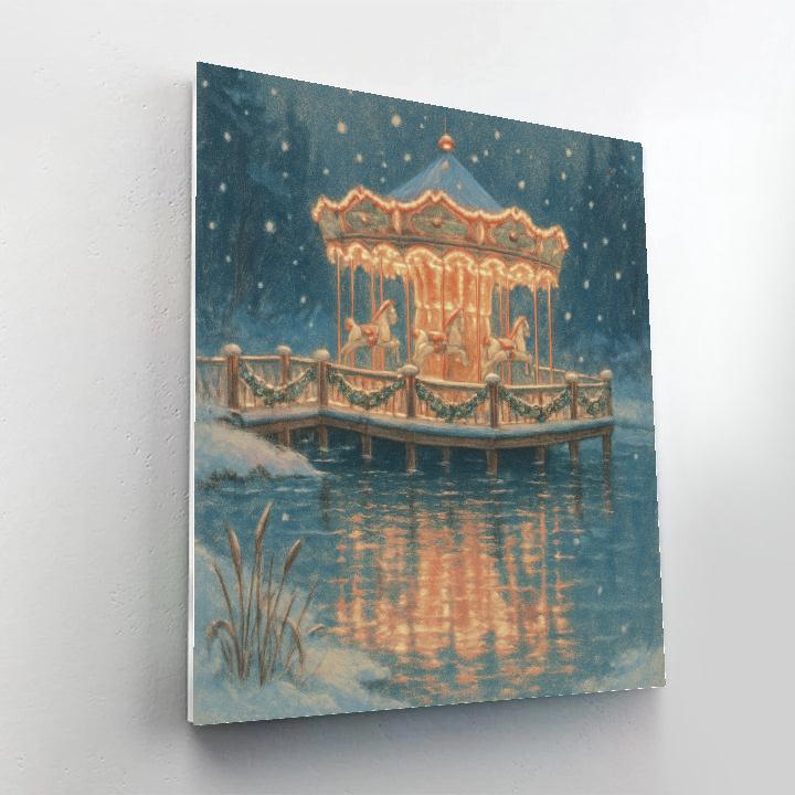 Winter Carousel Pond Reflections Painting by numbers kit