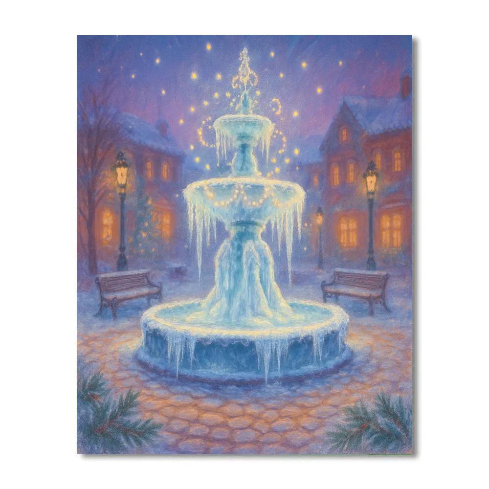 Frozen Fountain With Dancing Lights Numbered painting kits