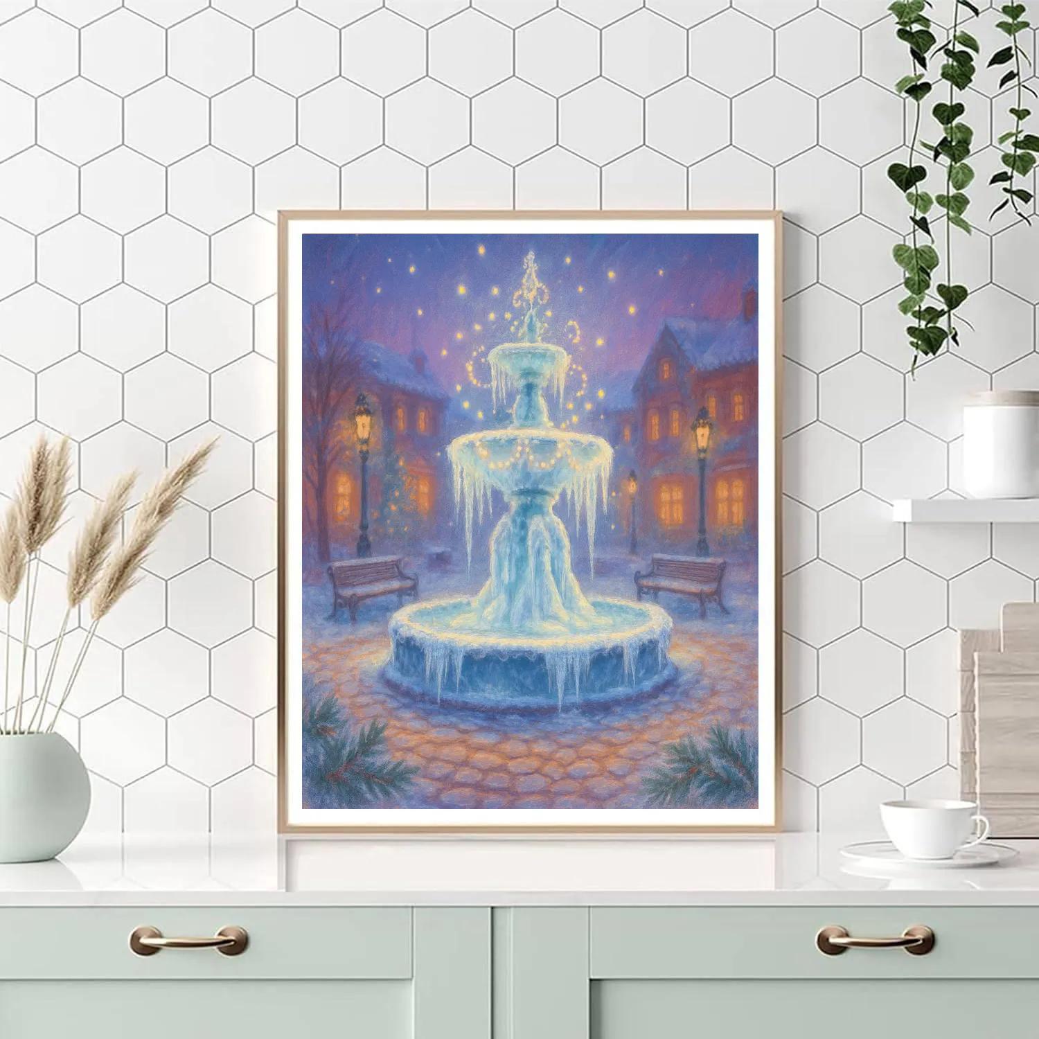 Frozen Fountain With Dancing Lights Numbered painting kits