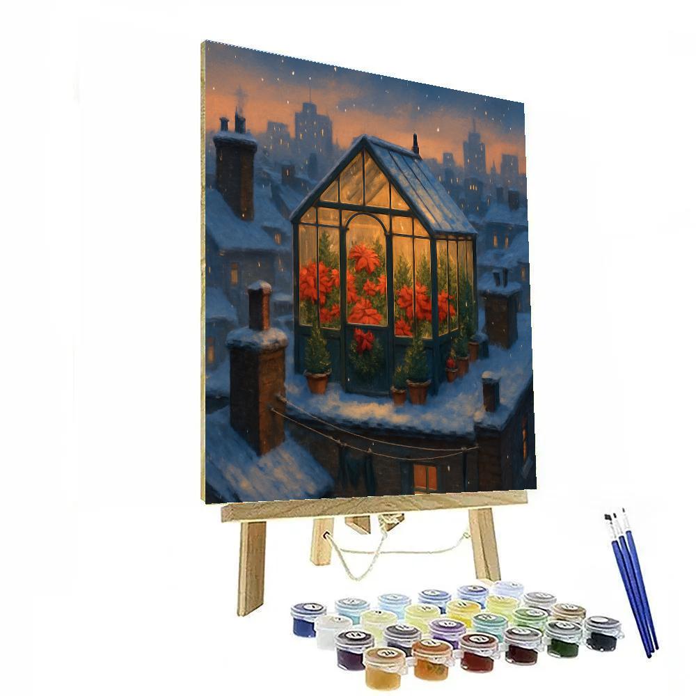 Christmas Greenhouse On The Rooftop Numbered painting kits