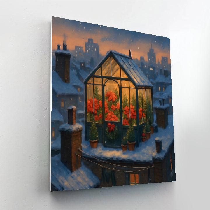 Christmas Greenhouse On The Rooftop Numbered painting kits