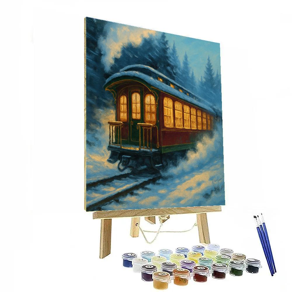 Snowy Train Library Car Paint by numbers art