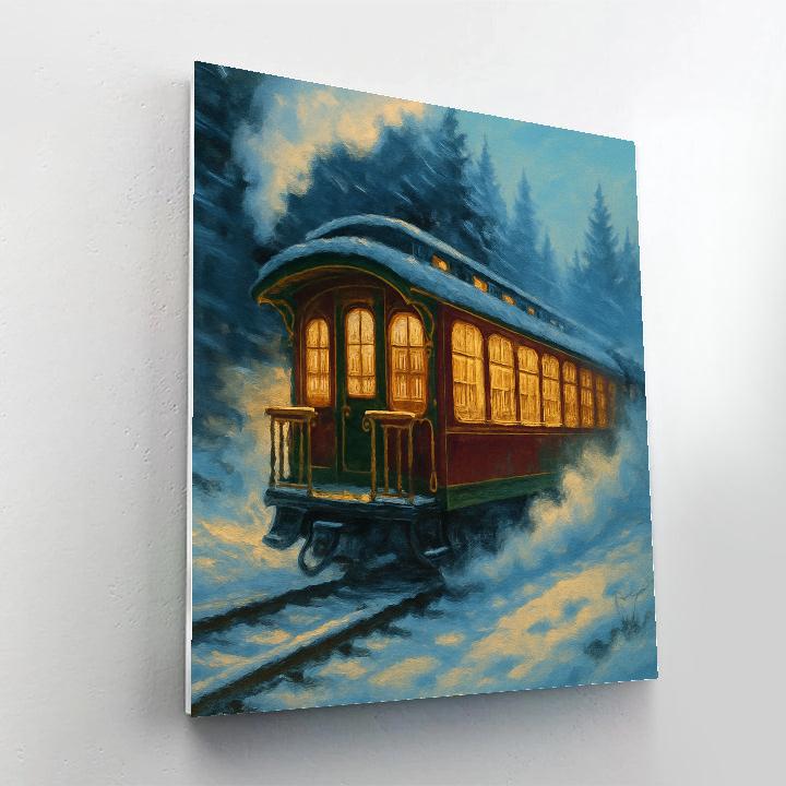 Snowy Train Library Car Paint by numbers art