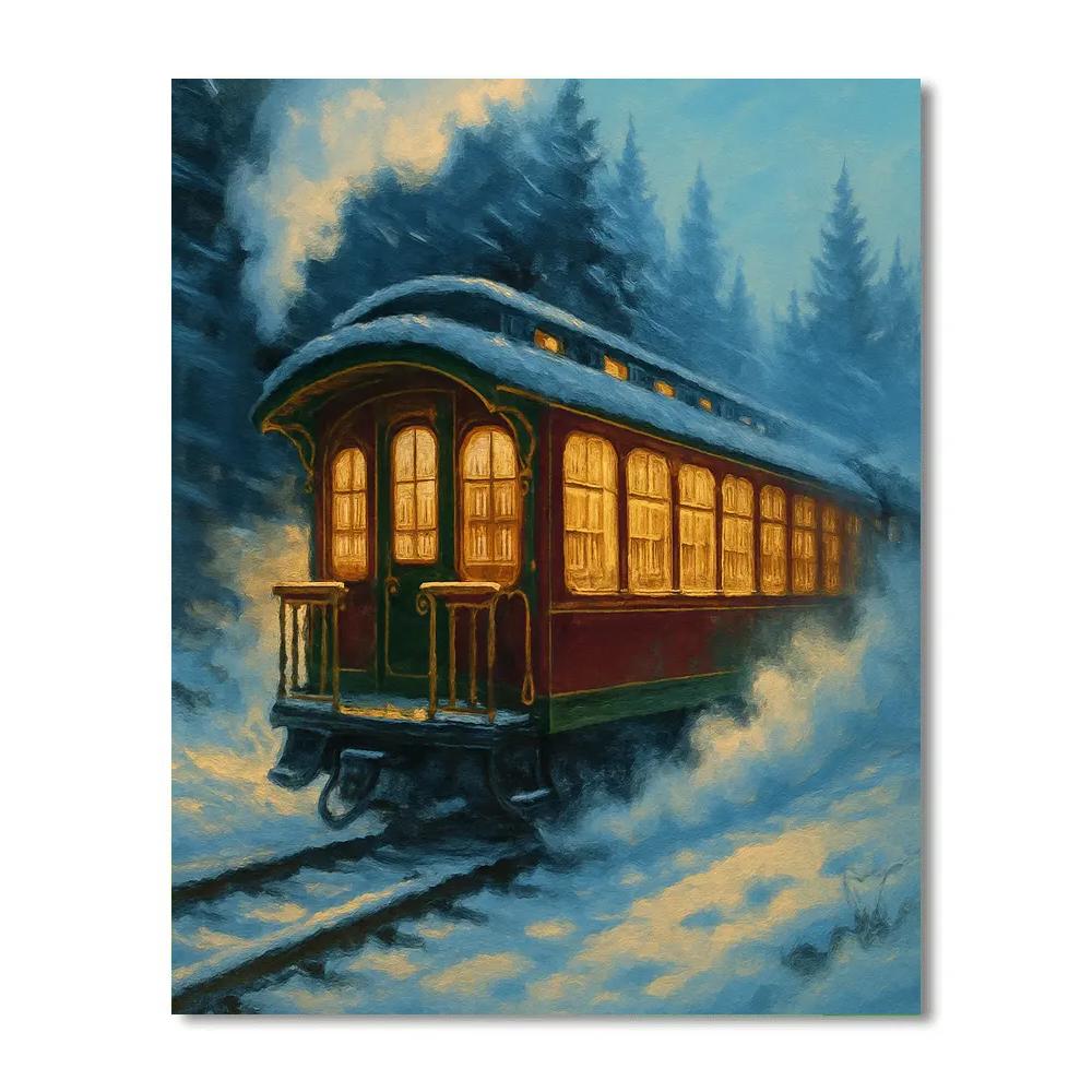 Snowy Train Library Car Paint by numbers art