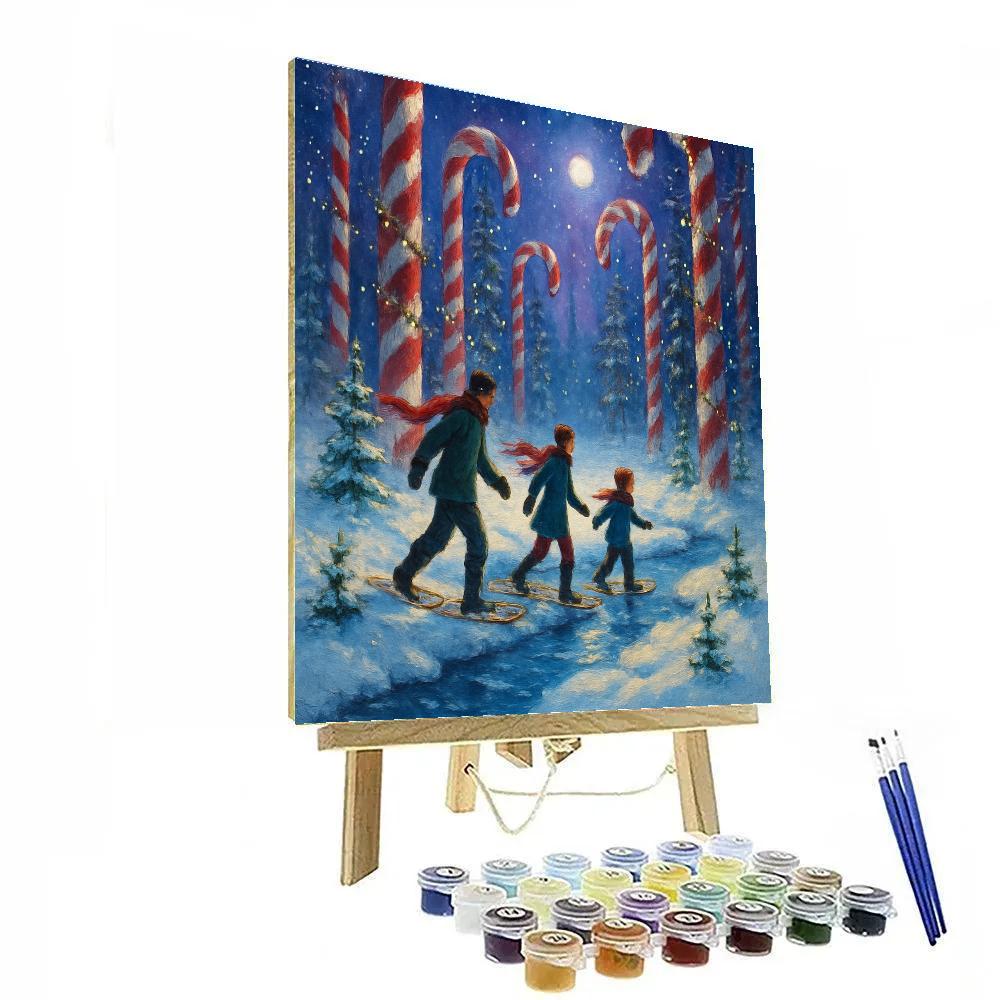 Midwinter Candy Cane Forest Crossing paint by numbers
