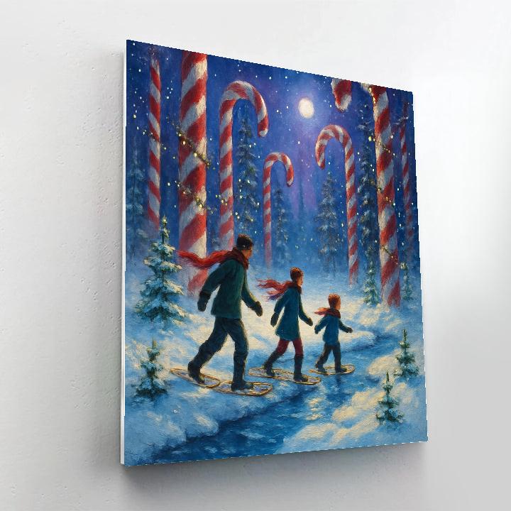 Midwinter Candy Cane Forest Crossing paint by numbers