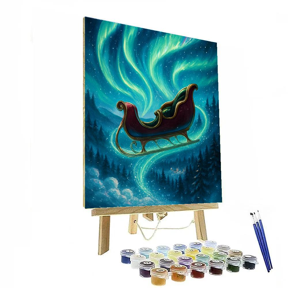 Aurora Sleigh Ride Above Pine Valleys paint by number