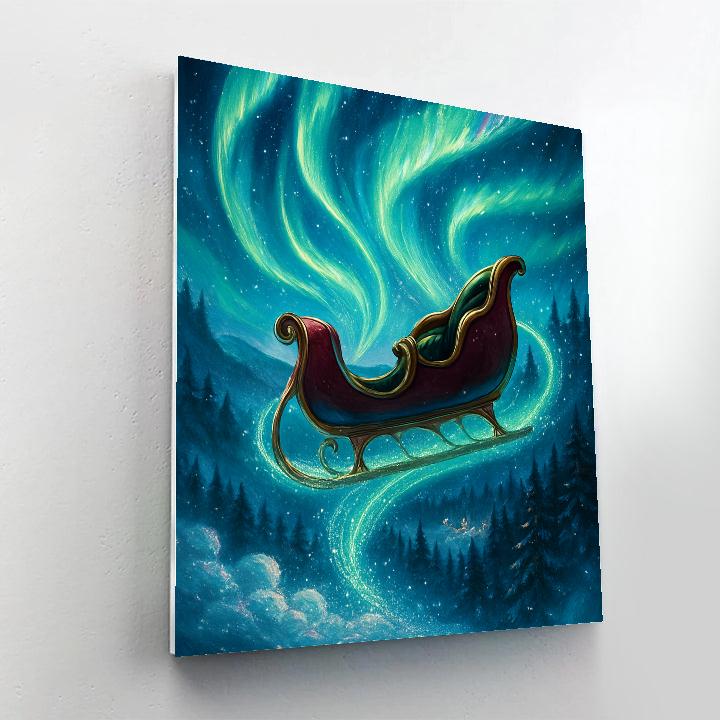 Aurora Sleigh Ride Above Pine Valleys paint by number