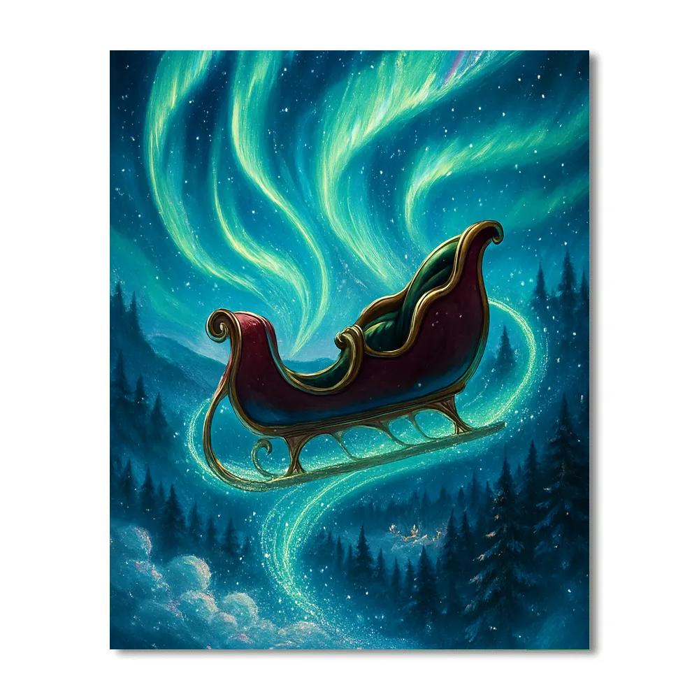 Aurora Sleigh Ride Above Pine Valleys paint by number