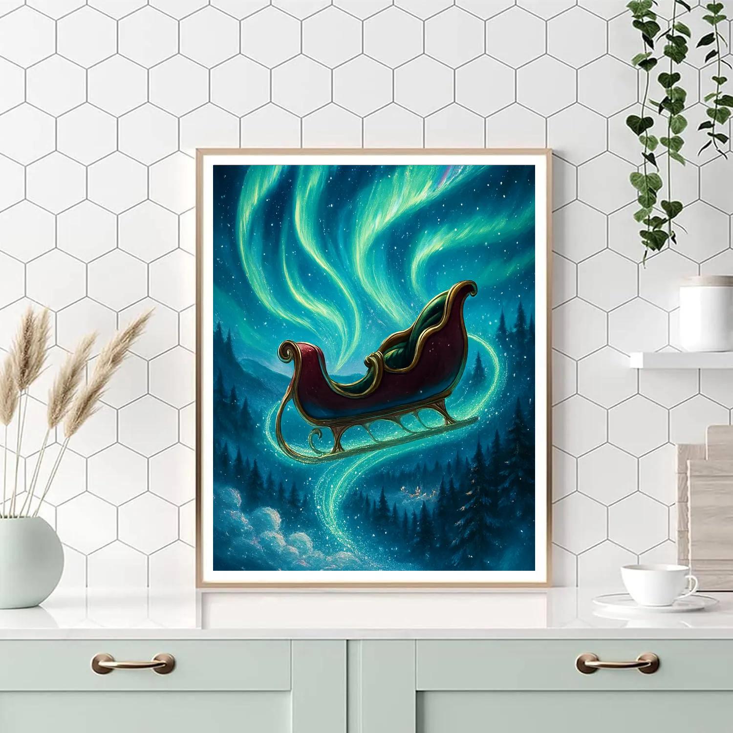 Aurora Sleigh Ride Above Pine Valleys paint by number