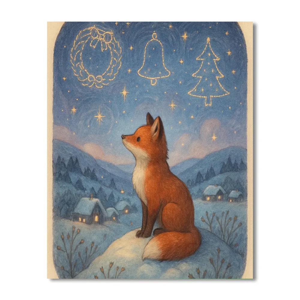 Winter Stargazer Fox On The Hill Number painting