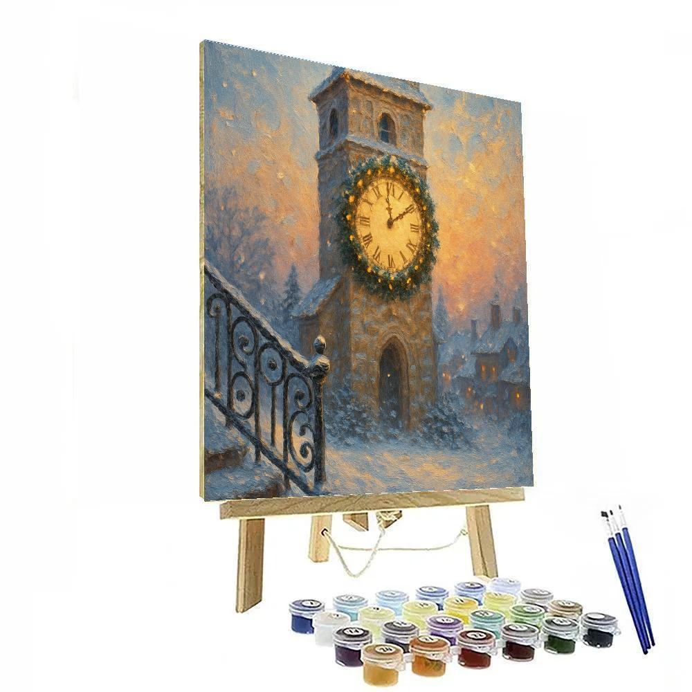 Snowbound Clocktower At First Light DIY paint by numbers