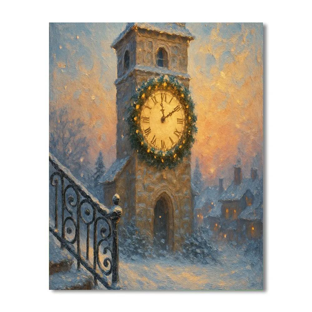 Snowbound Clocktower At First Light DIY paint by numbers