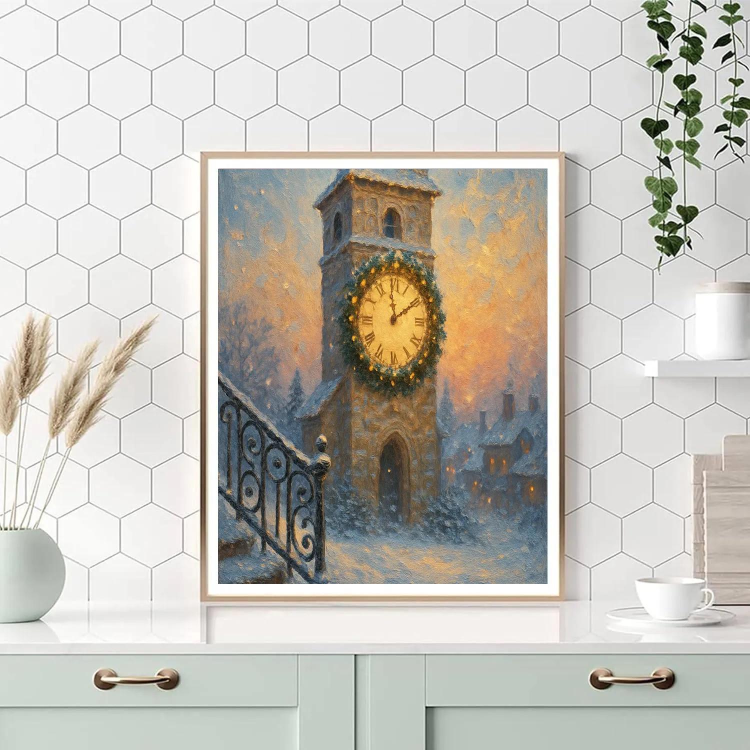 Snowbound Clocktower At First Light DIY paint by numbers