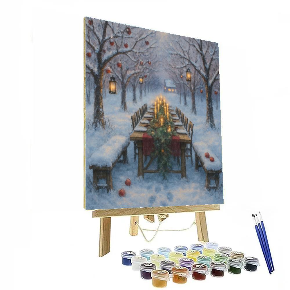 Holiday Feast In The Snowy Orchard DIY paint by numbers