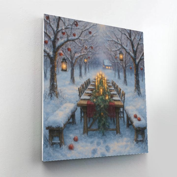 Holiday Feast In The Snowy Orchard DIY paint by numbers