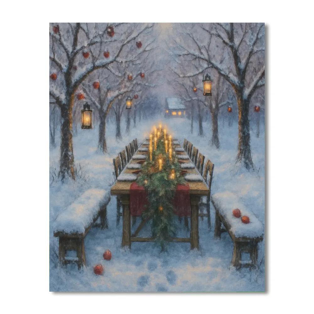 Holiday Feast In The Snowy Orchard DIY paint by numbers