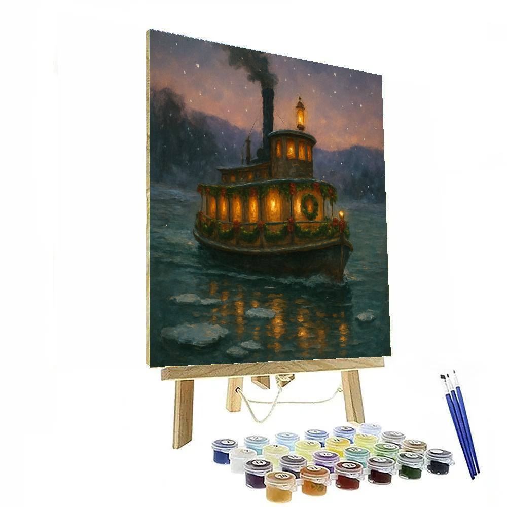 Snowy Riverboat Christmas Crossing Paint by numbers kits