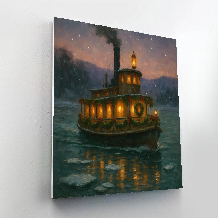 Snowy Riverboat Christmas Crossing Paint by numbers kits