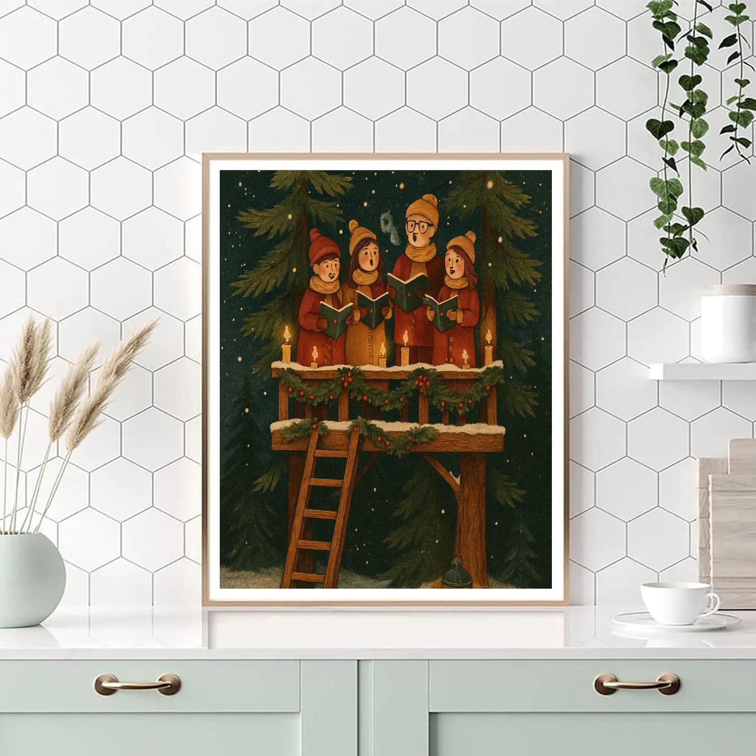Snowy Choir Loft In The Pines paint by numbers