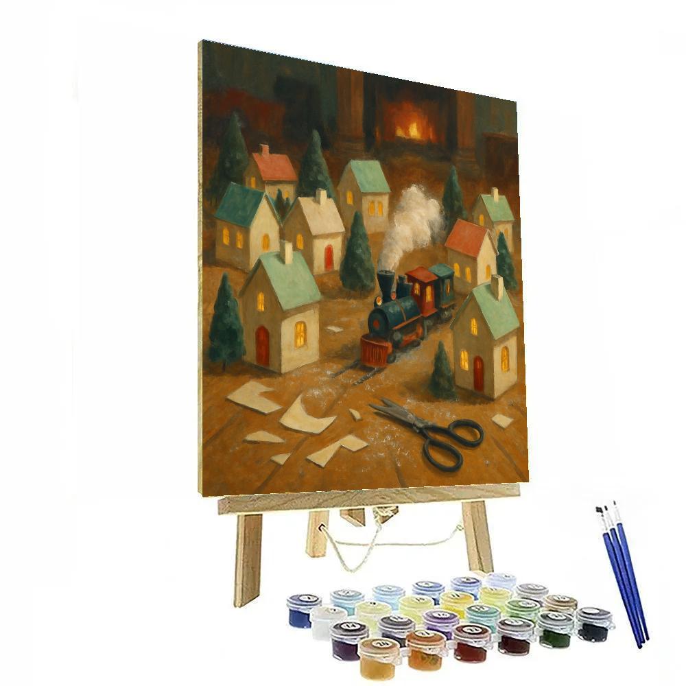 Holiday Train Through The Paper Village Number painting