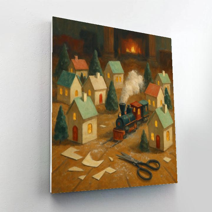 Holiday Train Through The Paper Village Number painting