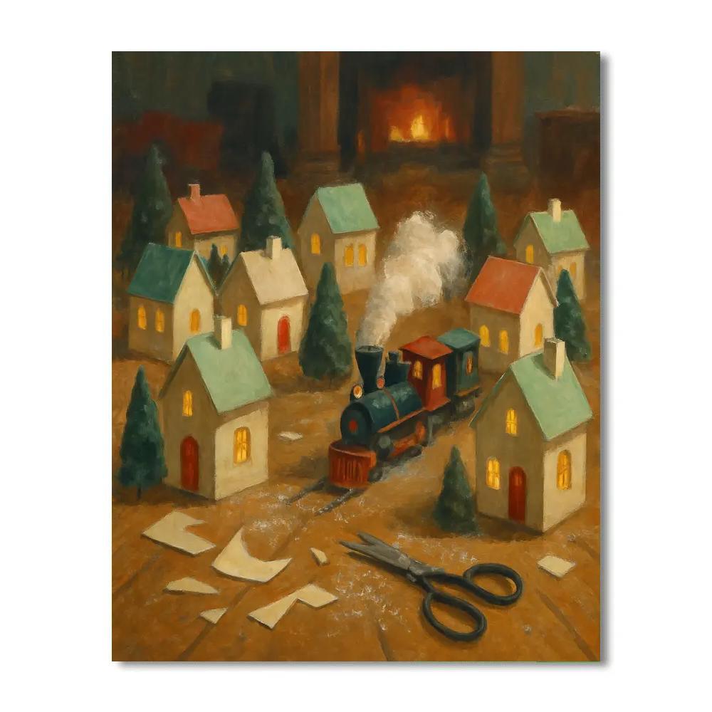 Holiday Train Through The Paper Village Number painting