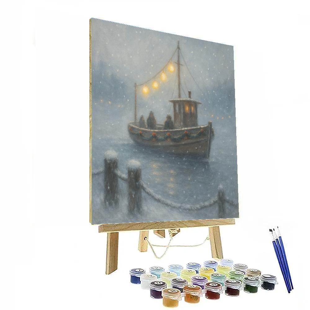 Christmas Lantern Ferry In The Fog Painting by numbers kit