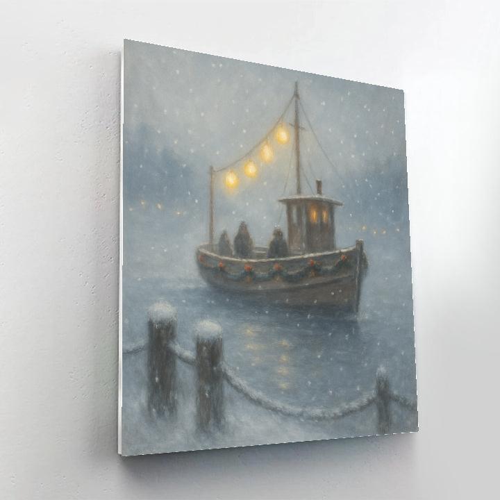 Christmas Lantern Ferry In The Fog Painting by numbers kit