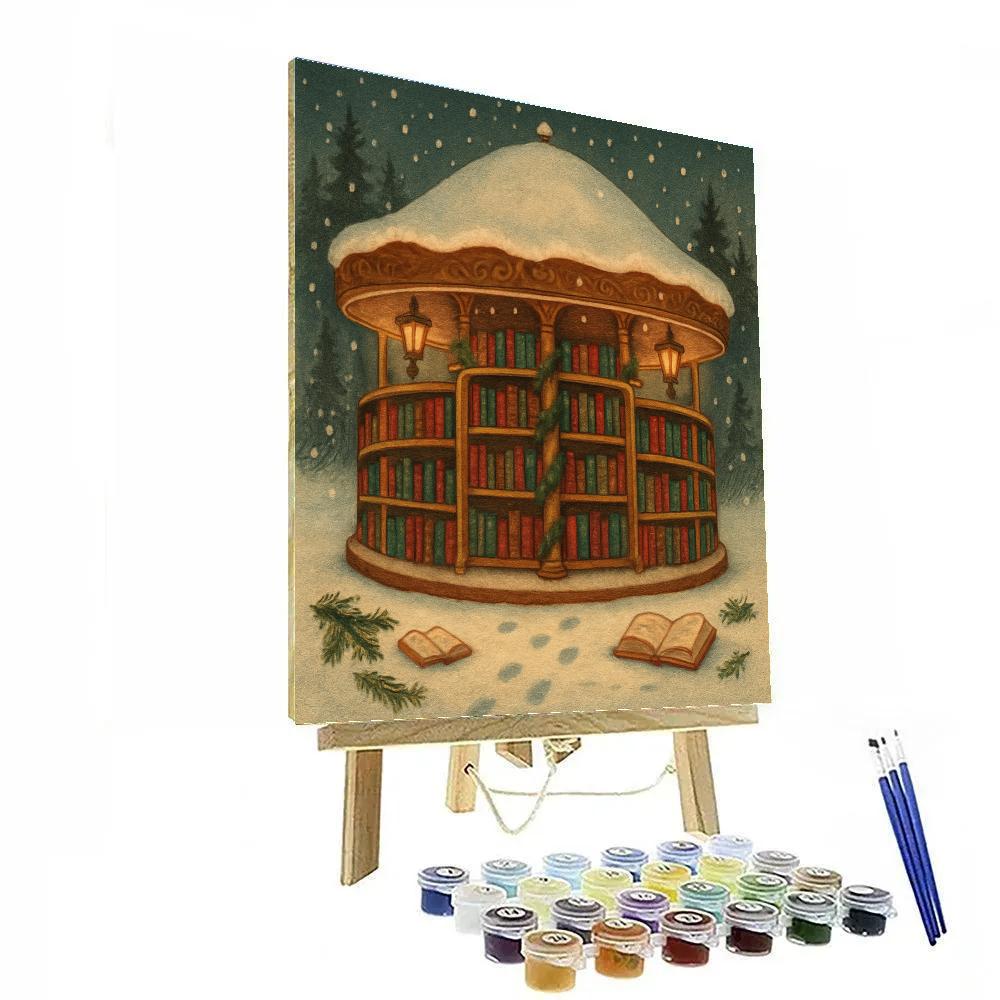Snow Covered Carousel Library DIY paint by numbers