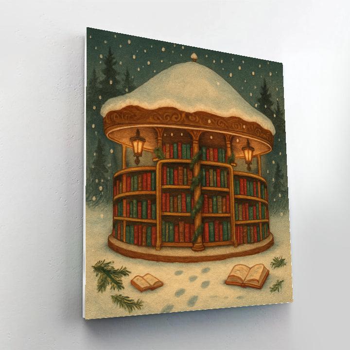 Snow Covered Carousel Library DIY paint by numbers