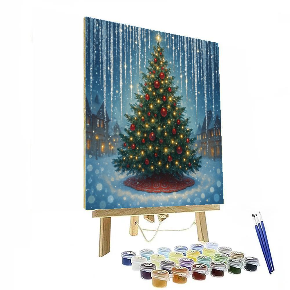 Frost Veil Over The Town Square Tree Paint by numbers kits