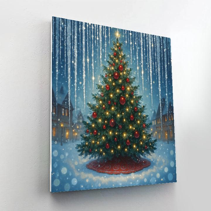 Frost Veil Over The Town Square Tree Paint by numbers kits