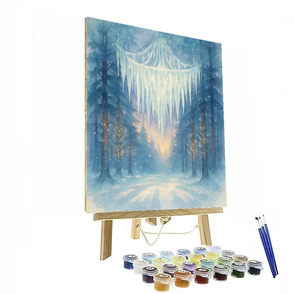 Snowy Forest Icicle Chandelier Glade paint by color
