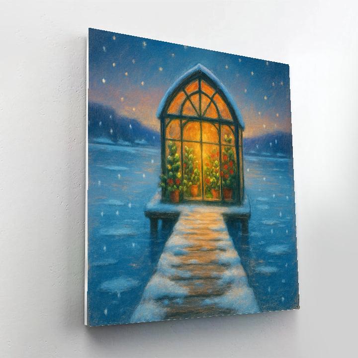 Holiday Greenhouse On The Frozen Pier DIY paint by numbers