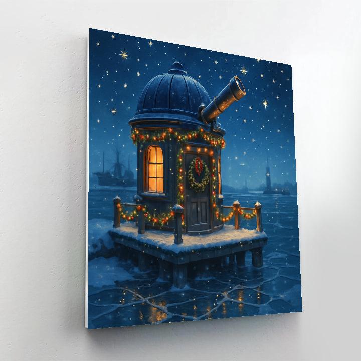 Holiday Observatory On The Frozen Docks painting number kit