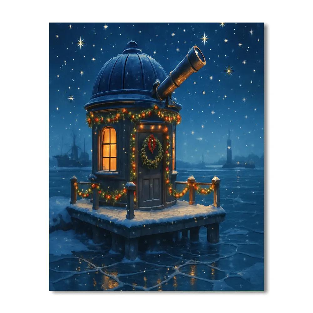 Holiday Observatory On The Frozen Docks painting number kit